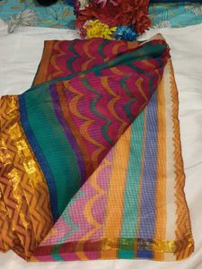 Vibrant Printed Cotton Saree with blouse
