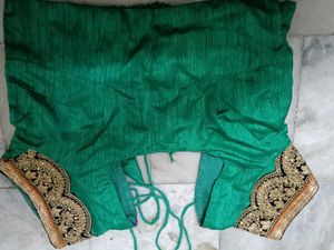 Elegant Turquoise Embroidered Saree Jari work, pea