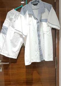Striped white co-ords set Shirt n shorts