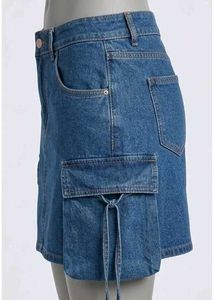 Blue Denim Cargo Mini Skirt