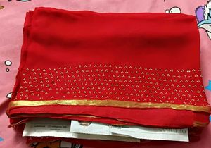 Designer Red Saree