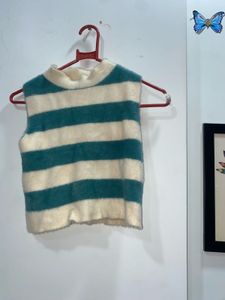 Striped Fuzzy Sleeveless Top