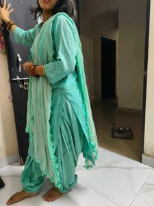 Teal Printed salwar suite