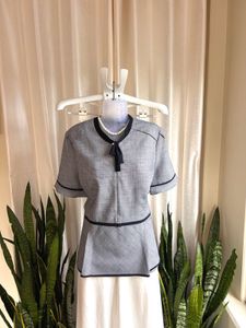 Imported Chic Grey Blouse with Bow Detail