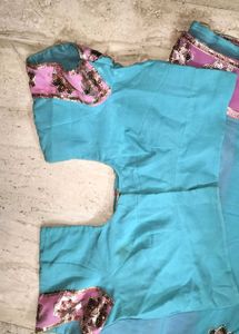 Partywear Lacha Saree with Sequin Work 💖