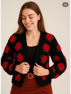 Chunky Knit Rose Cardigan