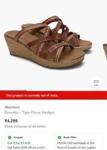 Stylish Brown Wedge Sandals Skechers...