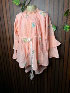 Peach Embroidered Kurti