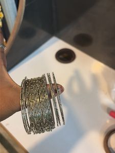 Silver Metal Bangle Set
