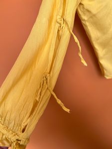 Lemon Yellow Sleeve Tie Up Top