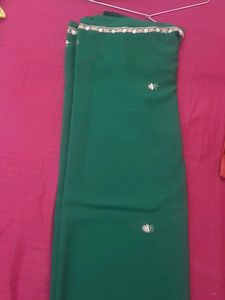 Emerald Green Embroidered Saree