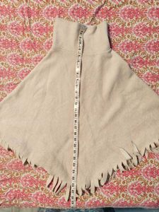 Beige Fringed Poncho