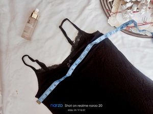 Black Lace Trimmed Cami Dress