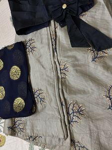 Elegant Black &amp; Grey Lehenga Choli Set