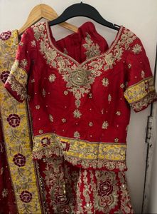 Royal Red Silk Bridal Lehenga Choli Heavy Dupatta