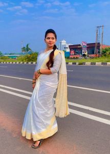 Elegant White Kerala Cotton Saree