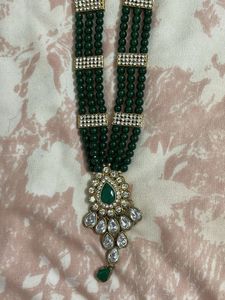 Elegant Green &amp; Crystal Beaded Necklace Set