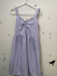 Gingham Print Sweetheart Neckline Dress