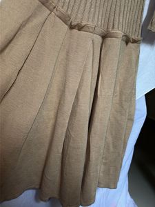Camel Ribbed Knit Midi Dress