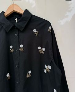 Black Embroidered Cotton shirt