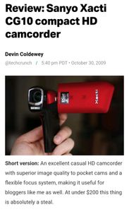 Sanyo Xacti CG10 compact HD camcorder