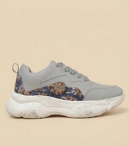 Stylish Grey Floral Sneakers