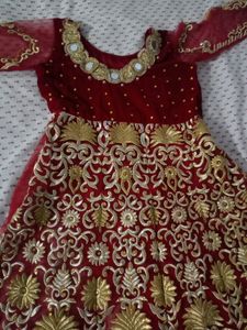 Red & Gold Embroidered Gown