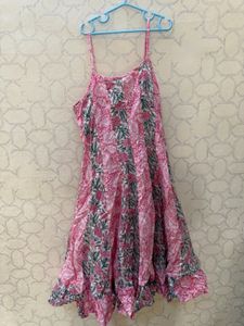summer Pink Floral Print Sundress