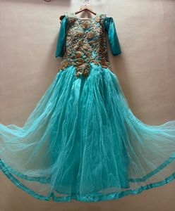 Stunning Teal Embellished Ethnic Gown