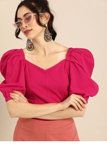 Fuchsia Puffed Sleeve Top