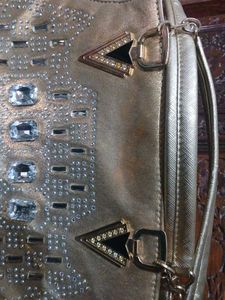 Sparkling Gold Handbag with Rhinestones