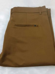 Brown Flat-Front Chino Pants