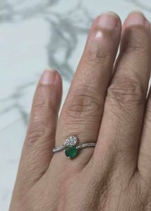 SS925 silver ring with CZ and emerald