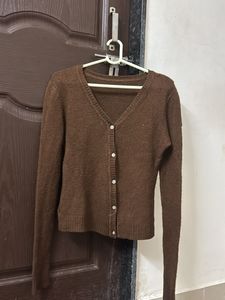 Cozy Brown V-Neck Cardigan