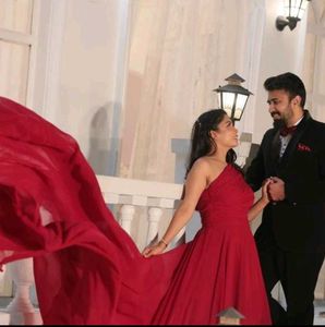 pre wedding Stunning Red One-Shoulder Gown