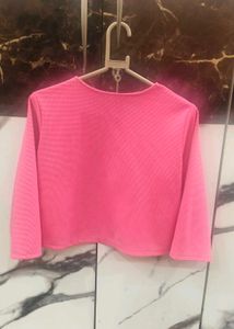 Libas- Pink Knit Bolero Jacket (Size-L)