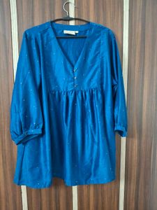 Elegant Blue Kurta with White Embellishments