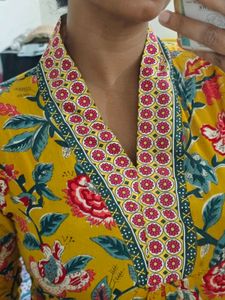 Vibrant Floral Yellow Kurta