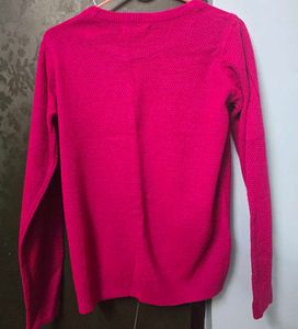 Vibrant Pink Textured Knit Sweat shirt