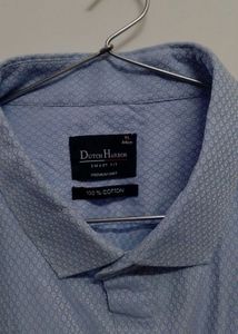 Men's Blue Printed Long Sleeve Shirt