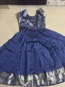 Elegant Blue Silk Ethnic Gown