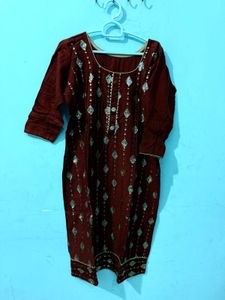 Embroidered Brown Dupatta