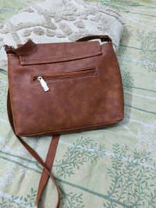 Brown Faux Leather Crossbody Bag