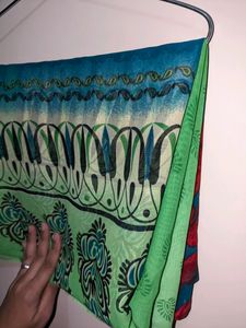 Green Multicolored Printed Saree