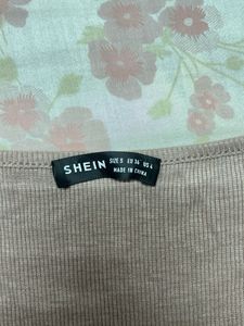 SHEIN - Flared Sleeves Brown Ruched Top