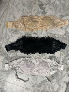 Lace Strapless Bras (Set of 3)