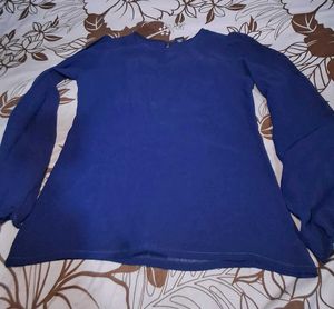 Blue Top with Puffy Sleeves