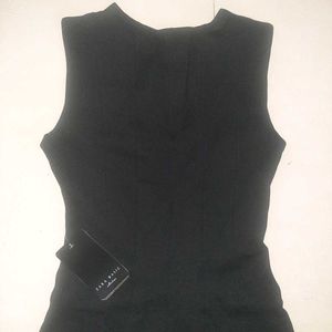 ZARA Sleek Black Sleeveless Fit &amp; Flare Dress