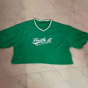 Green "Faith it" Crop T-Shirt