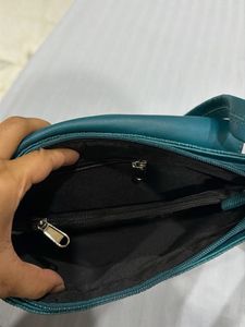 Teal Crossbody Bag with Bow Detail